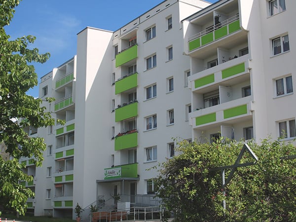 Eingangsbereich der Amalie Wohnanlage Halle